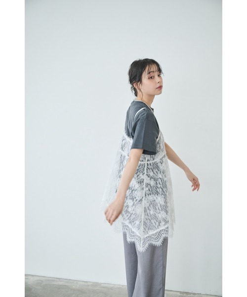 Anclear oui(アンクリアウィ)の「ラウンドヘムレースキャミチュニック(キャミソール・レディース・White・F)」の19枚目の写真