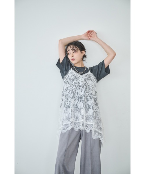 Anclear oui(アンクリアウィ)の「ラウンドヘムレースキャミチュニック(キャミソール・レディース・White・F)」の18枚目の写真