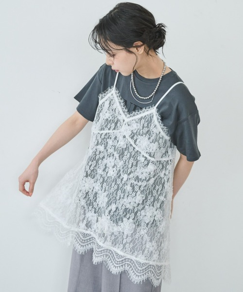 Anclear oui(アンクリアウィ)の「ラウンドヘムレースキャミチュニック(キャミソール・レディース・White・F)」の15枚目の写真