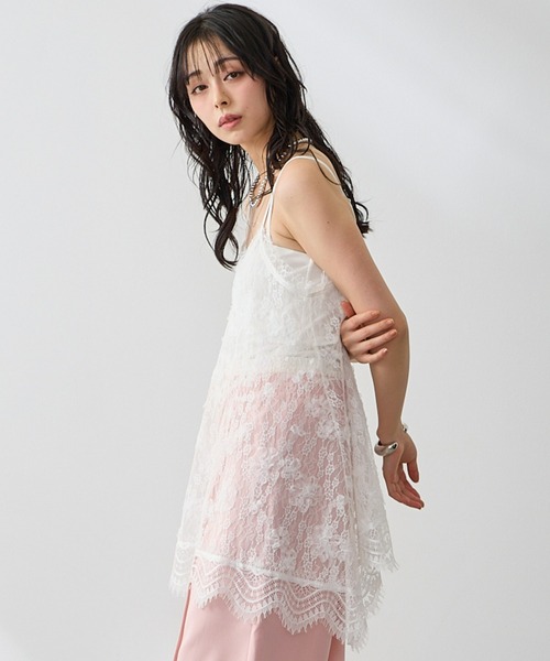 Anclear oui(アンクリアウィ)の「ラウンドヘムレースキャミチュニック(キャミソール・レディース・White・F)」の6枚目の写真