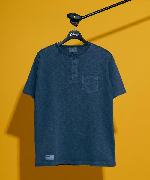 Schott(ショット)の「Schott/ショット/SLUB HENLEY T-SHIRT/スラブ ヘンリーTシャツ(Tシャツ/カットソー・メンズ・ブラック/ネイビー/ブラウン・XX-LARGE/X-LARGE/MEDIUM/LARGE)」の1枚目の写真