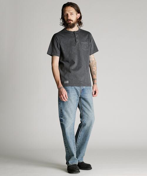 Schott(ショット)の「Schott/ショット/SLUB HENLEY T-SHIRT/スラブ ヘンリーTシャツ(Tシャツ/カットソー・メンズ・ブラック/ネイビー/ブラウン・XX-LARGE/X-LARGE/MEDIUM/LARGE)」の7枚目の写真