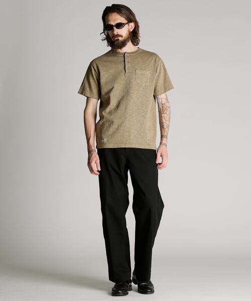 Schott(ショット)の「Schott/ショット/SLUB HENLEY T-SHIRT/スラブ ヘンリーTシャツ(Tシャツ/カットソー・メンズ・ブラック/ネイビー/ブラウン・XX-LARGE/X-LARGE/MEDIUM/LARGE)」の17枚目の写真