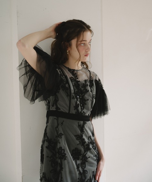 Dorry Doll(ドリードール)の「シアーフローラルスパンコールドレス(ドレス・レディース・ブラック/グリーン/ピンク・MEDIUM)」の5枚目の写真