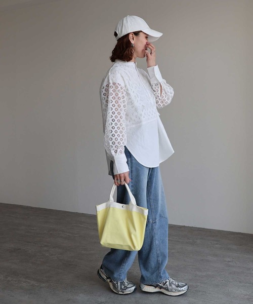 zena(ジェナ)の「キャンバス配色トートバッグ(トートバッグ・レディース・イエロー/オレンジ/ブルー/ナチュラル/グリーン・ONE SIZE)」の15枚目の写真