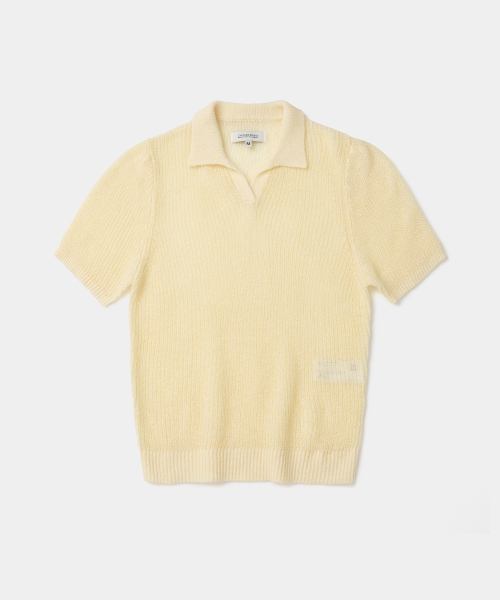 hairy polo s/s knit(womens) cream