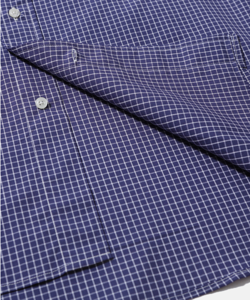 MOIF（モイフ）の「[SS26] UNIFORM H/S SHIRT / BLUE GRID（シャツ/ブラウス・メンズ・その他・1(S)/2(M)/3(L)）」の9枚目の写真
