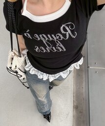裾レースキラキラロゴホルターT