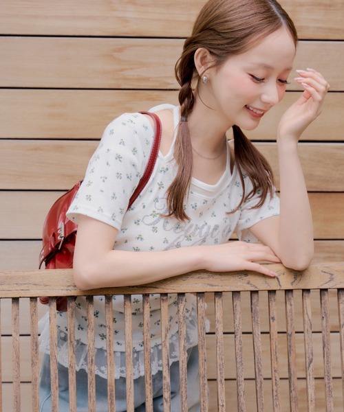 continuer de NICE CLAUP(コンティニューデナイスクラップ)の「裾レースキラキラロゴホルターT(Tシャツ/カットソー・レディース・ピンク/ブラック/トップグレー/その他11/ドット・FREE)」の14枚目の写真