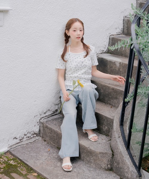 continuer de NICE CLAUP(コンティニューデナイスクラップ)の「裾レースキラキラロゴホルターT(Tシャツ/カットソー・レディース・ピンク/ブラック/トップグレー/その他11/ドット・FREE)」の13枚目の写真