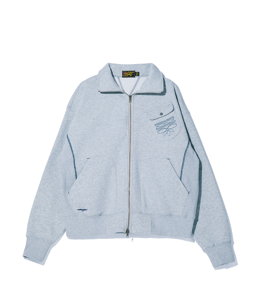 High Neck Zip‑up Sweat Shirt меланж‑серый