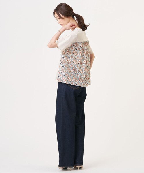 J.PRESS(ジェイプレス)の「【一枚で着映え】LIBERTYコンビ バックデザイン カットソー(Tシャツ/カットソー・レディース・ネイビー系/ベージュ系・T13/T15)」の5枚目の写真