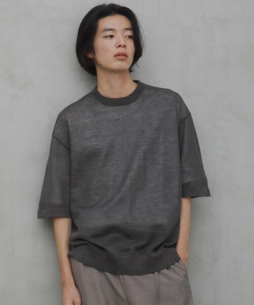 URBAN RESEARCH DOORS(アーバンリサーチドアーズ)の「Ramie High Gauge Crew-Neck Knit(ニット/セーター・メンズ・チャコールグレー/ブラウン・LARGE/MEDIUM)」の12枚目の写真