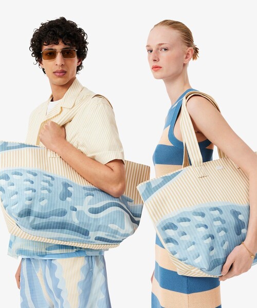 LACOSTE(ラコステ)の「サマーパック ストライプ&ワニロゴプリントトートバッグ(トートバッグ・レディース・ナチュラル・FREE)」の6枚目の写真