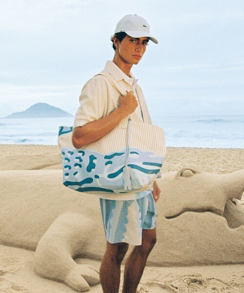 LACOSTE(ラコステ)の「サマーパック ストライプ&ワニロゴプリントトートバッグ(トートバッグ・レディース・ナチュラル・FREE)」の7枚目の写真