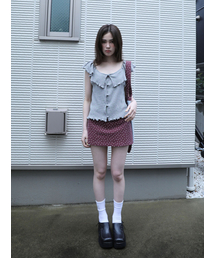 UGLY SHADOW | PIGMENT STAR MINI SKIRT(BURGUNDY)(スカート)
