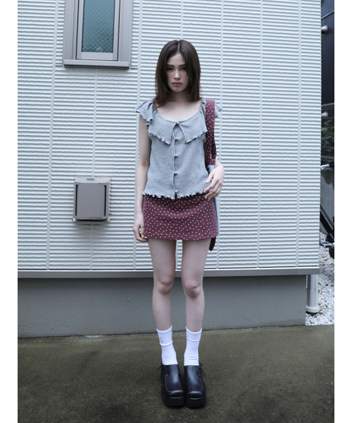 UGLY SHADOW(アグリーシャドウ)の「PIGMENT STAR MINI SKIRT(BURGUNDY)(スカート・レディース・その他・SMALL/MEDIUM)」の1枚目の写真