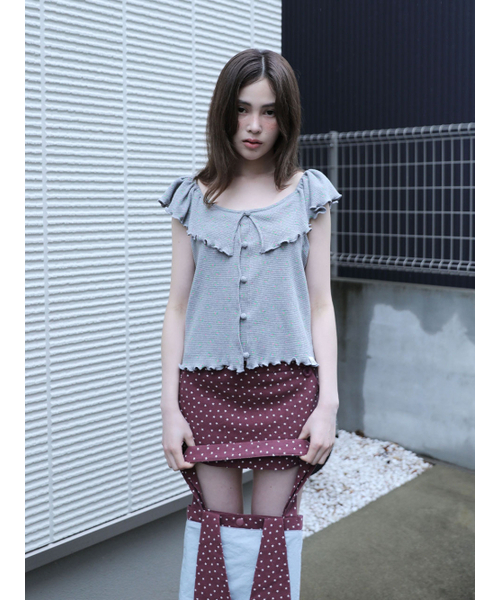 UGLY SHADOW(アグリーシャドウ)の「PIGMENT STAR MINI SKIRT(BURGUNDY)(スカート・レディース・その他・SMALL/MEDIUM)」の2枚目の写真