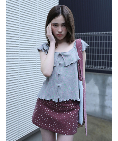 UGLY SHADOW(アグリーシャドウ)の「PIGMENT STAR MINI SKIRT(BURGUNDY)(スカート・レディース・その他・SMALL/MEDIUM)」の3枚目の写真