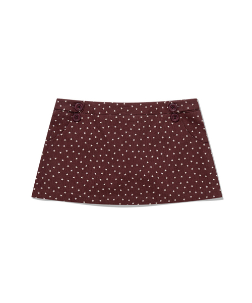 UGLY SHADOW(アグリーシャドウ)の「PIGMENT STAR MINI SKIRT(BURGUNDY)(スカート・レディース・その他・SMALL/MEDIUM)」の4枚目の写真