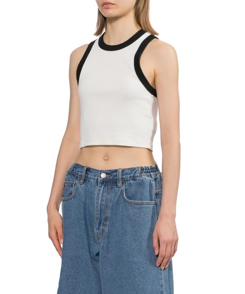 A BATHING APE（アベイシングエイプ）の「HEART BADGE RIB CROP TANK TOP（タンクトップ・レディース・アイボリー/グレー・SMALL/X-SMALL）」の5枚目の写真