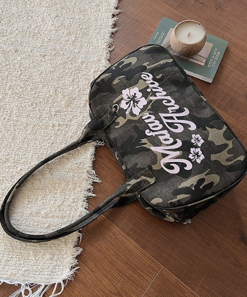 SHEPP(シープ)の「カモフラージュ ハイビスカス刺繍 ミニボストンバッグ(バックパック/リュック・レディース・カーキ/グリーン・F)」の13枚目の写真
