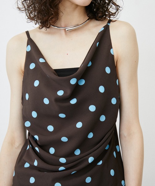 uyu.(ウユ)の「Polka Dot Pattern Halter Neck Camisole/ポルカドットホルターネックトップス(キャミソール・レディース・ブラウン/ブラック・FREE)」の2枚目の写真