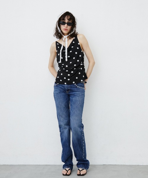uyu.(ウユ)の「Polka Dot Pattern Halter Neck Camisole/ポルカドットホルターネックトップス(キャミソール・レディース・ブラウン/ブラック・FREE)」の21枚目の写真