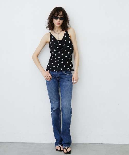 uyu.(ウユ)の「Polka Dot Pattern Halter Neck Camisole/ポルカドットホルターネックトップス(キャミソール・レディース・ブラウン/ブラック・FREE)」の17枚目の写真