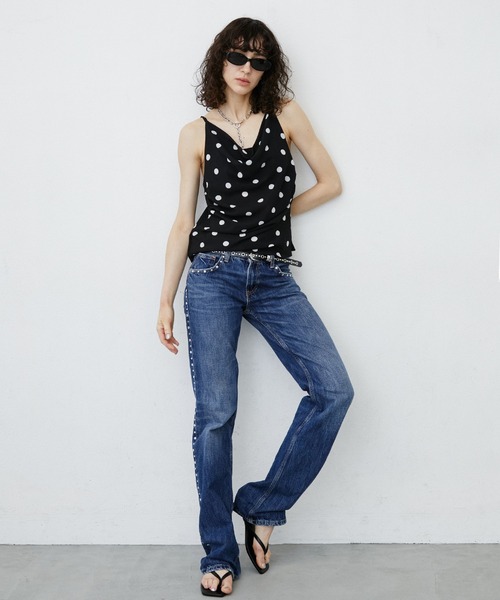 uyu.(ウユ)の「Polka Dot Pattern Halter Neck Camisole/ポルカドットホルターネックトップス(キャミソール・レディース・ブラウン/ブラック・FREE)」の10枚目の写真
