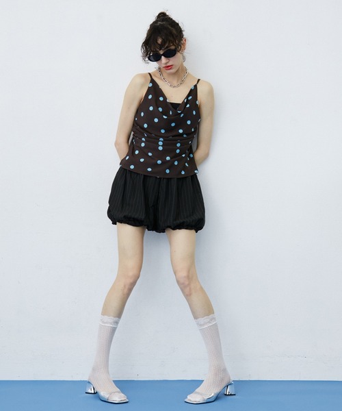 uyu.(ウユ)の「Polka Dot Pattern Halter Neck Camisole/ポルカドットホルターネックトップス(キャミソール・レディース・ブラウン/ブラック・FREE)」の3枚目の写真