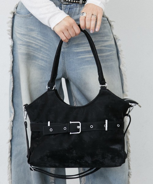 uyu.(ウユ)の「ベルトバックルトートバッグ/ショルダーバッグ/クラッシュ加工(トートバッグ・レディース・シルバー/ブラック/ブルー・FREE)」の15枚目の写真