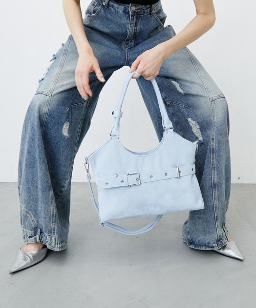 uyu.(ウユ)の「ベルトバックルトートバッグ/ショルダーバッグ/クラッシュ加工(トートバッグ・レディース・シルバー/ブラック/ブルー・FREE)」の21枚目の写真