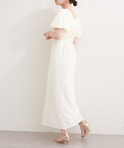 natural couture（ナチュラルクチュール）の「〈mizu〉後ろねじりふくれジャガードワンピース（ワンピース・レディース・グリーン/アイボリー/ブラック・FREE）」の8枚目の写真