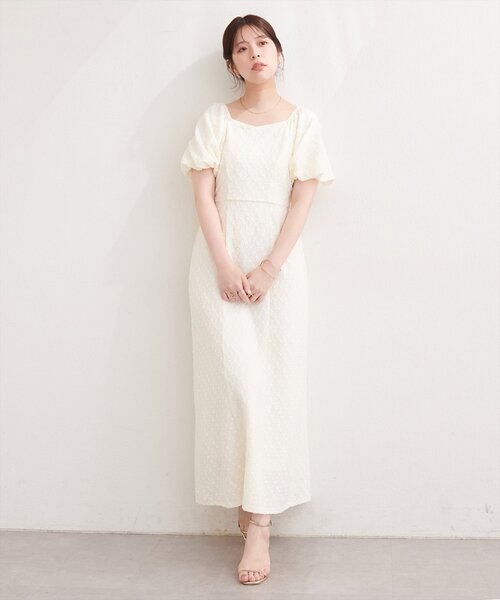 natural couture（ナチュラルクチュール）の「〈mizu〉後ろねじりふくれジャガードワンピース（ワンピース・レディース・グリーン/アイボリー/ブラック・FREE）」の9枚目の写真