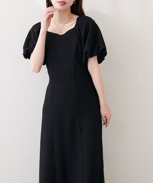 natural couture（ナチュラルクチュール）の「〈mizu〉後ろねじりふくれジャガードワンピース（ワンピース・レディース・グリーン/アイボリー/ブラック・FREE）」の11枚目の写真