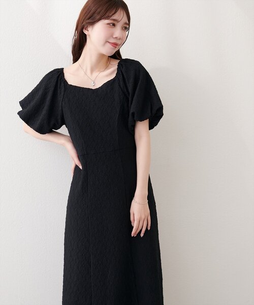 natural couture（ナチュラルクチュール）の「〈mizu〉後ろねじりふくれジャガードワンピース（ワンピース・レディース・グリーン/アイボリー/ブラック・FREE）」の12枚目の写真