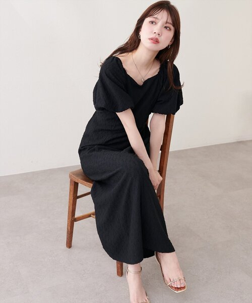 natural couture（ナチュラルクチュール）の「〈mizu〉後ろねじりふくれジャガードワンピース（ワンピース・レディース・グリーン/アイボリー/ブラック・FREE）」の13枚目の写真