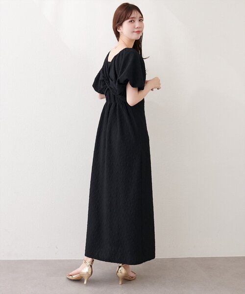 natural couture（ナチュラルクチュール）の「〈mizu〉後ろねじりふくれジャガードワンピース（ワンピース・レディース・グリーン/アイボリー/ブラック・FREE）」の14枚目の写真