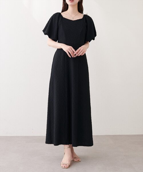natural couture（ナチュラルクチュール）の「〈mizu〉後ろねじりふくれジャガードワンピース（ワンピース・レディース・グリーン/アイボリー/ブラック・FREE）」の15枚目の写真