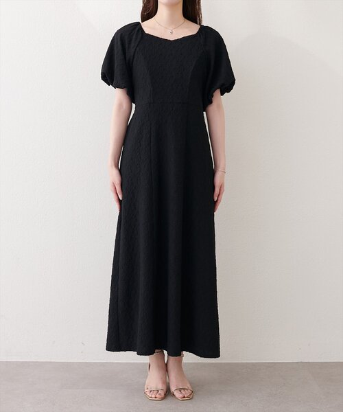 natural couture（ナチュラルクチュール）の「〈mizu〉後ろねじりふくれジャガードワンピース（ワンピース・レディース・グリーン/アイボリー/ブラック・FREE）」の16枚目の写真