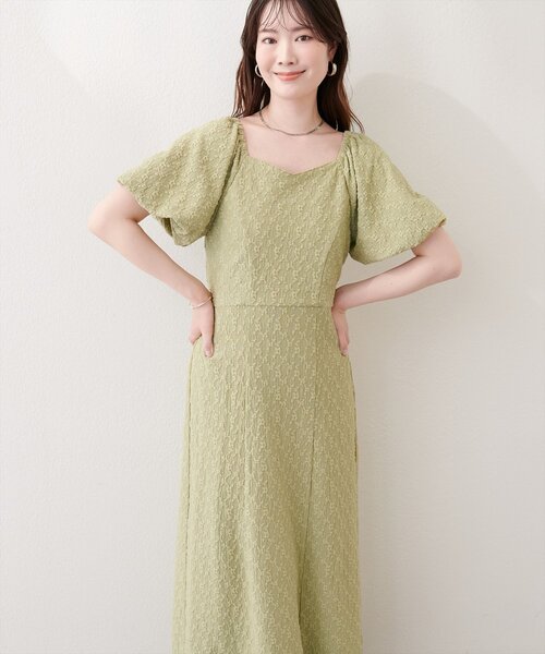 natural couture(ナチュラルクチュール)の「〈mizu〉後ろねじりふくれジャガードワンピース(ワンピース・レディース・グリーン/アイボリー/ブラック・FREE)」の13枚目の写真