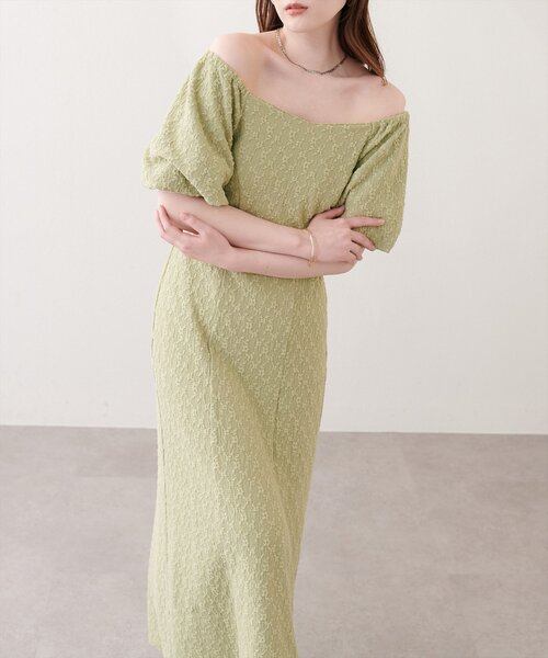 natural couture(ナチュラルクチュール)の「〈mizu〉後ろねじりふくれジャガードワンピース(ワンピース・レディース・グリーン/アイボリー/ブラック・FREE)」の14枚目の写真