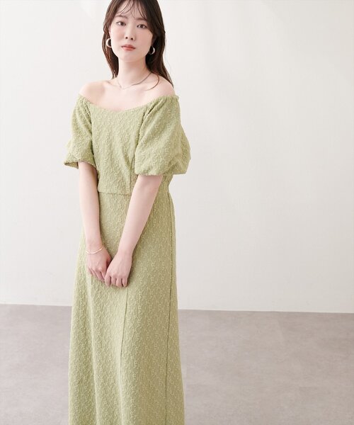 natural couture(ナチュラルクチュール)の「〈mizu〉後ろねじりふくれジャガードワンピース(ワンピース・レディース・グリーン/アイボリー/ブラック・FREE)」の15枚目の写真