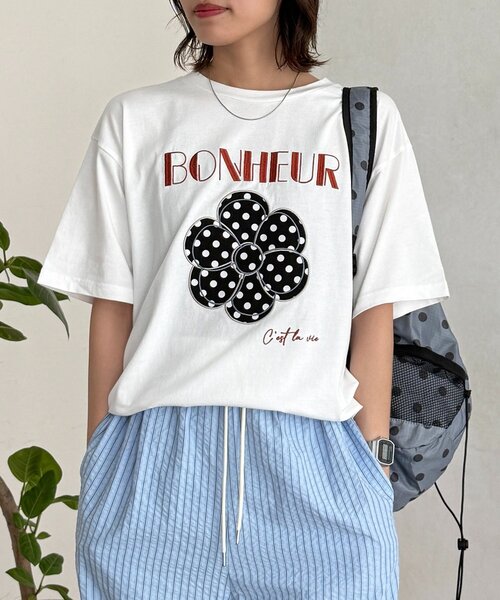CPCM(シーピーシーエム)の「アソートアップリケT(Tシャツ/カットソー・レディース・ネイビー/イエロー/グレー/レッド/ホワイト・FREE)」の2枚目の写真