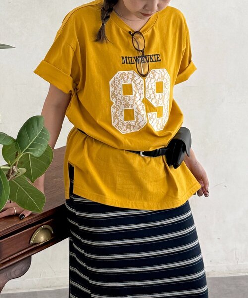 CPCM(シーピーシーエム)の「アソートアップリケT(Tシャツ/カットソー・レディース・ネイビー/イエロー/グレー/レッド/ホワイト・FREE)」の4枚目の写真
