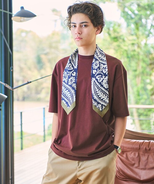 green label relaxing(グリーンレーベルリラクシング)の「【別注/WEB限定】<3/2 WORKS>GLR ユーティリティ 半袖 Tシャツ カットソー(Tシャツ/カットソー・メンズ・ワイン/ライトグレー/オフホワイト/ブラック・S/M/L/XL)」の4枚目の写真