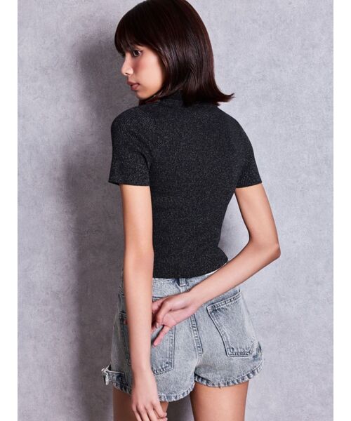 GYDA(ジェイダ)の「ボトルネックリブニットトップス(Tシャツ/カットソー・レディース・グレー/その他1/ブラック/オフホワイト・FREE)」の11枚目の写真