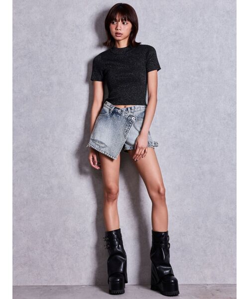 GYDA(ジェイダ)の「ボトルネックリブニットトップス(Tシャツ/カットソー・レディース・グレー/その他1/ブラック/オフホワイト・FREE)」の13枚目の写真