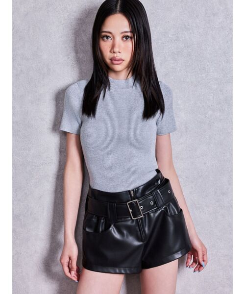 GYDA(ジェイダ)の「ボトルネックリブニットトップス(Tシャツ/カットソー・レディース・グレー/その他1/ブラック/オフホワイト・FREE)」の19枚目の写真